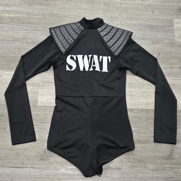 Leg Avenue Black Sexy SWAT Babe Halloween Costume Police Officer Cop Bodysuit - Picture 11 of 12